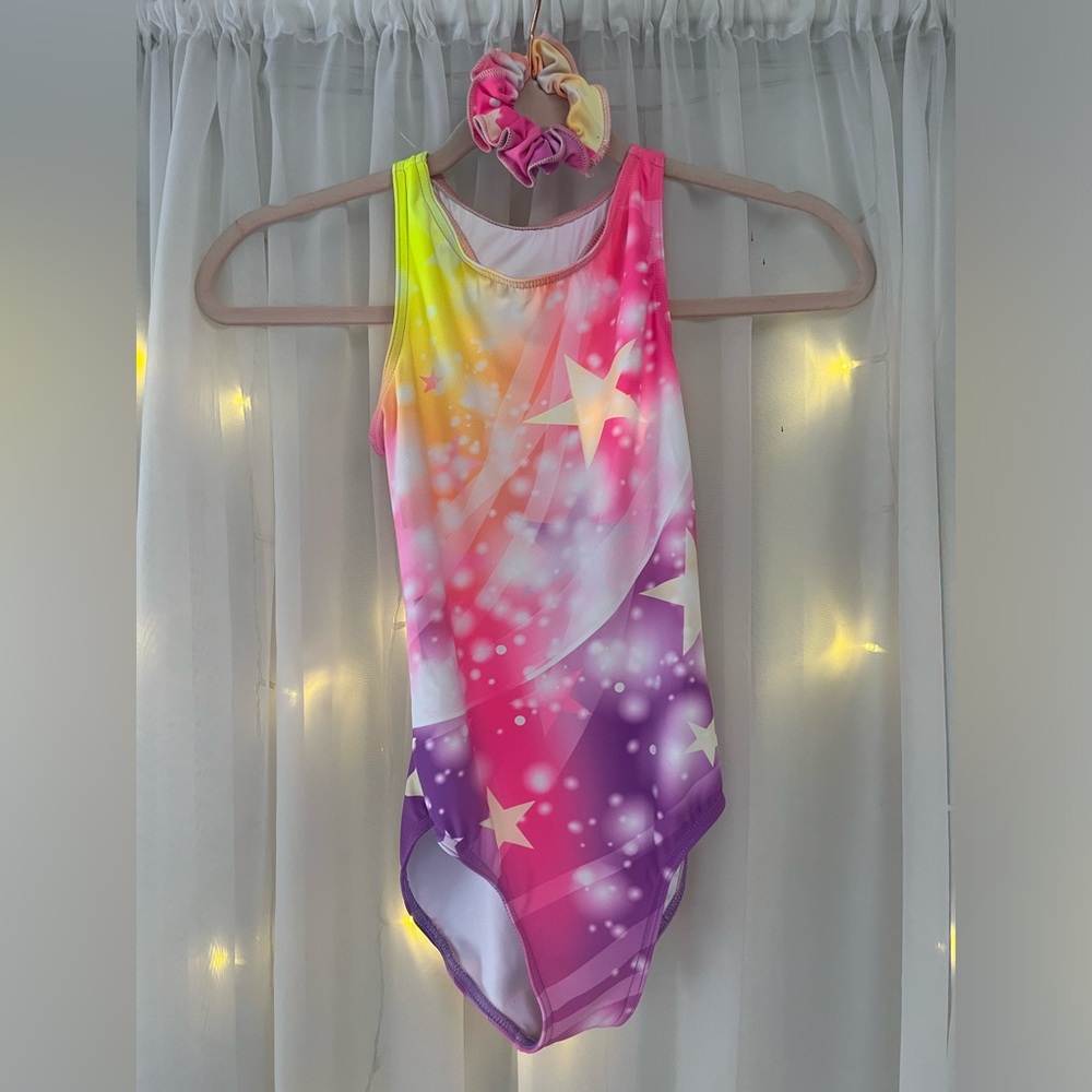 Balera Yellow, Pink, and Purple Leotard w/ Scrunchie